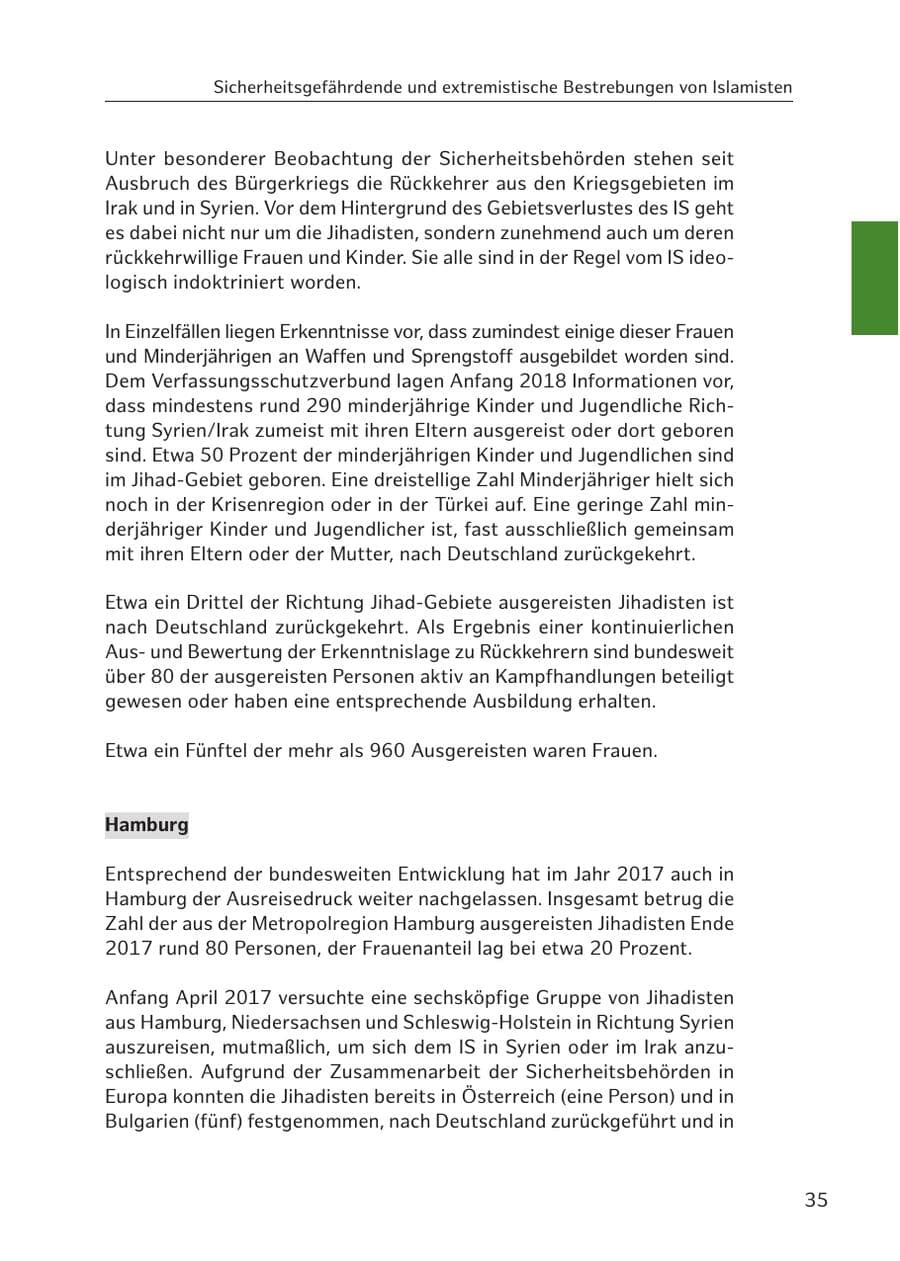 Seite 35 des Verfassungsschutzbericht 2017 Hamburg