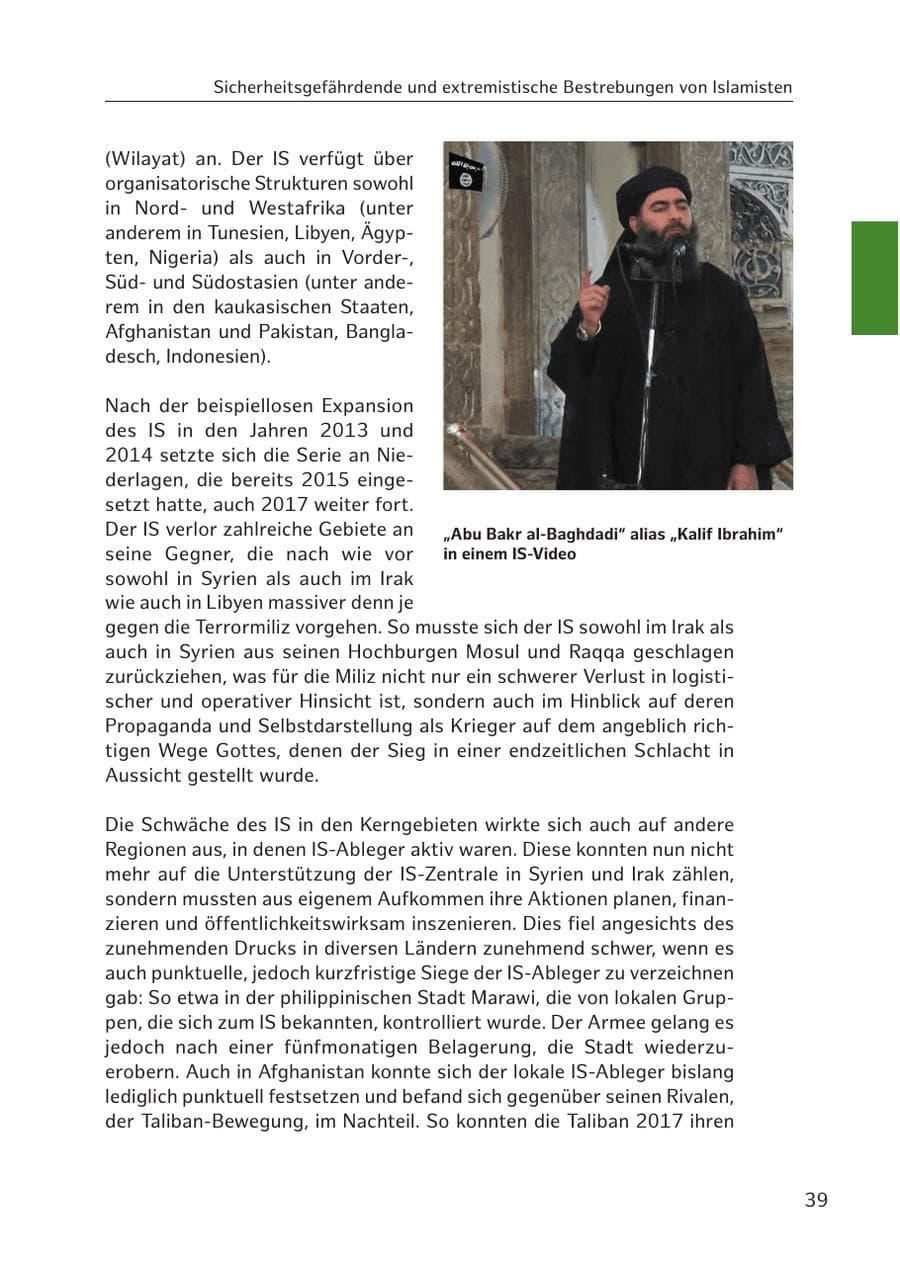 Seite 39 des Verfassungsschutzbericht 2017 Hamburg
