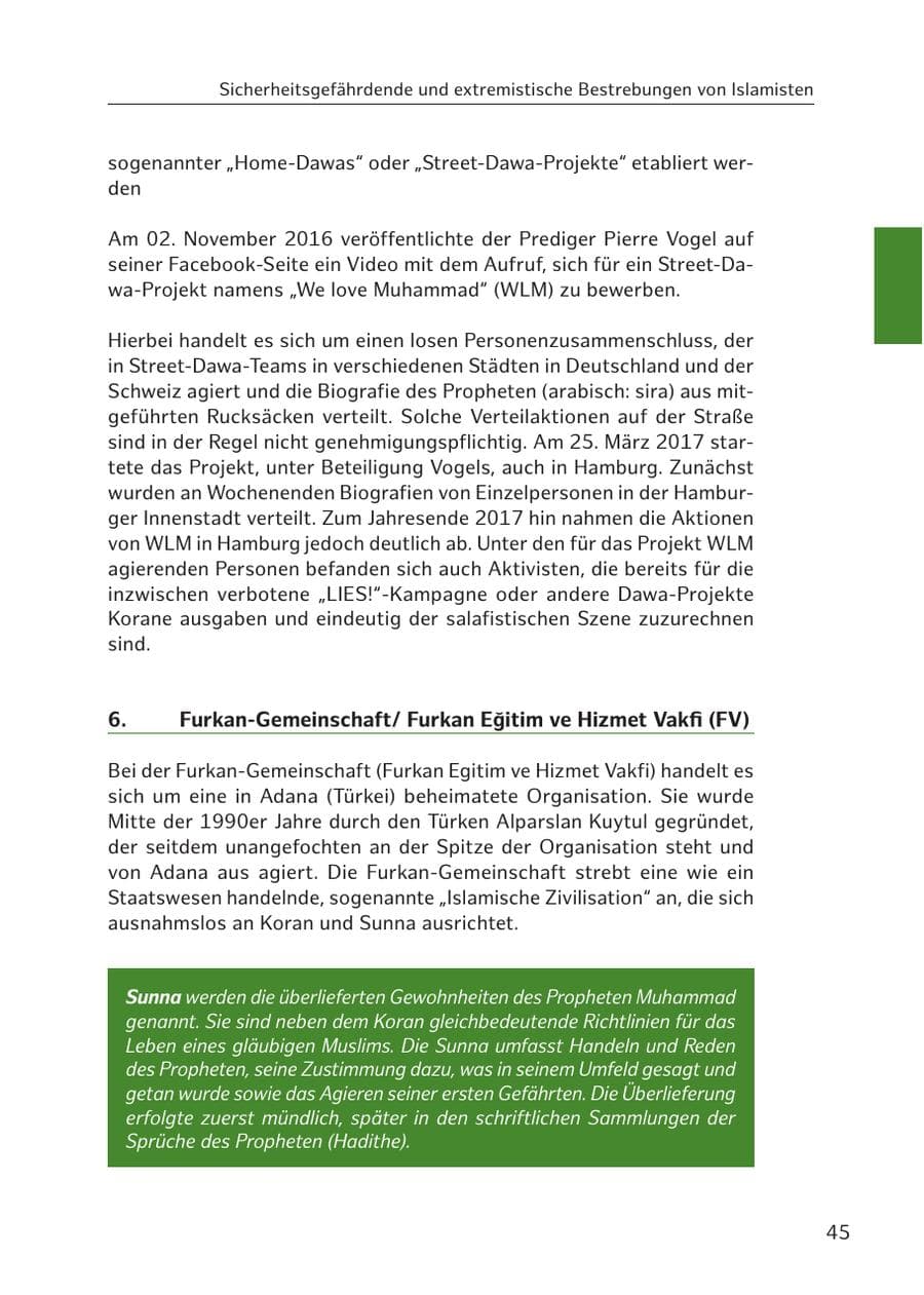 Seite 45 des Verfassungsschutzbericht 2017 Hamburg