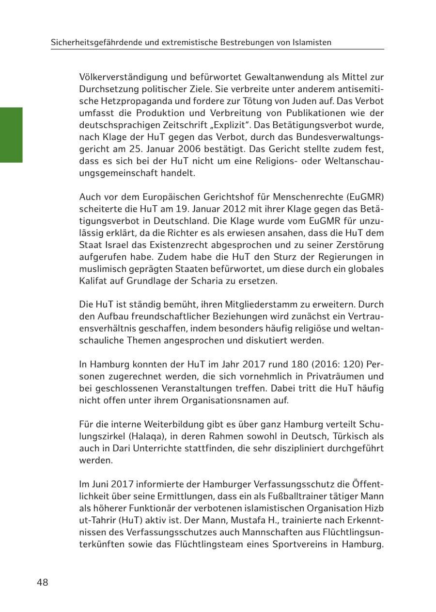 Seite 48 des Verfassungsschutzbericht 2017 Hamburg