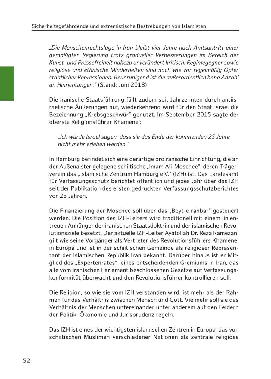 Seite 52 des Verfassungsschutzbericht 2017 Hamburg