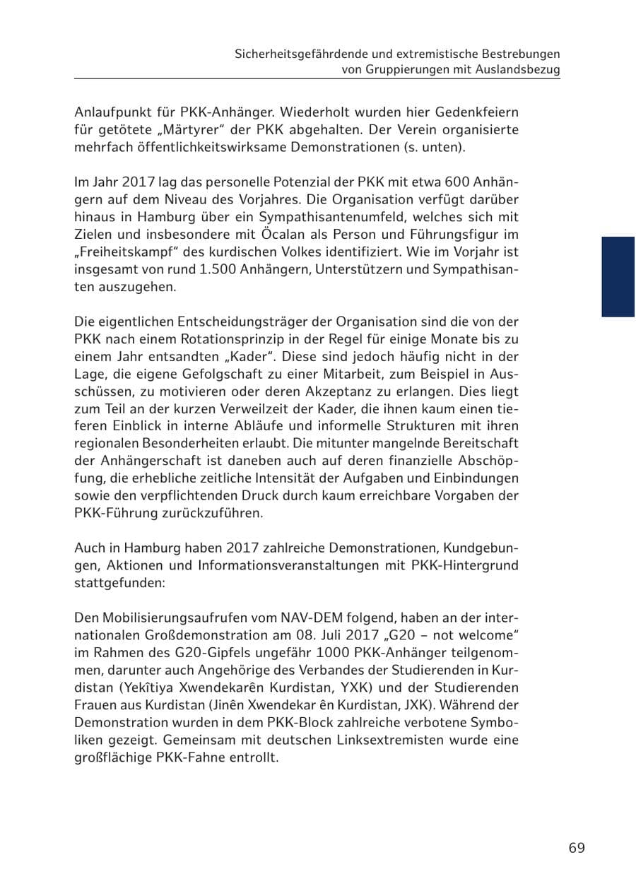 Seite 68 des Verfassungsschutzbericht 2017 Hamburg