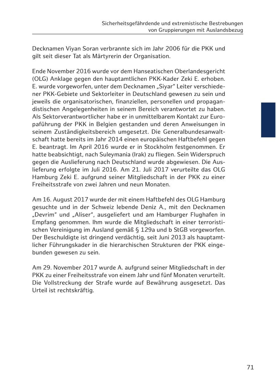 Seite 70 des Verfassungsschutzbericht 2017 Hamburg