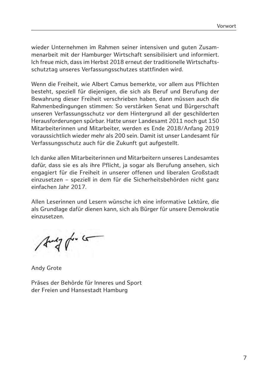 Seite 8 des Verfassungsschutzbericht 2017 Hamburg