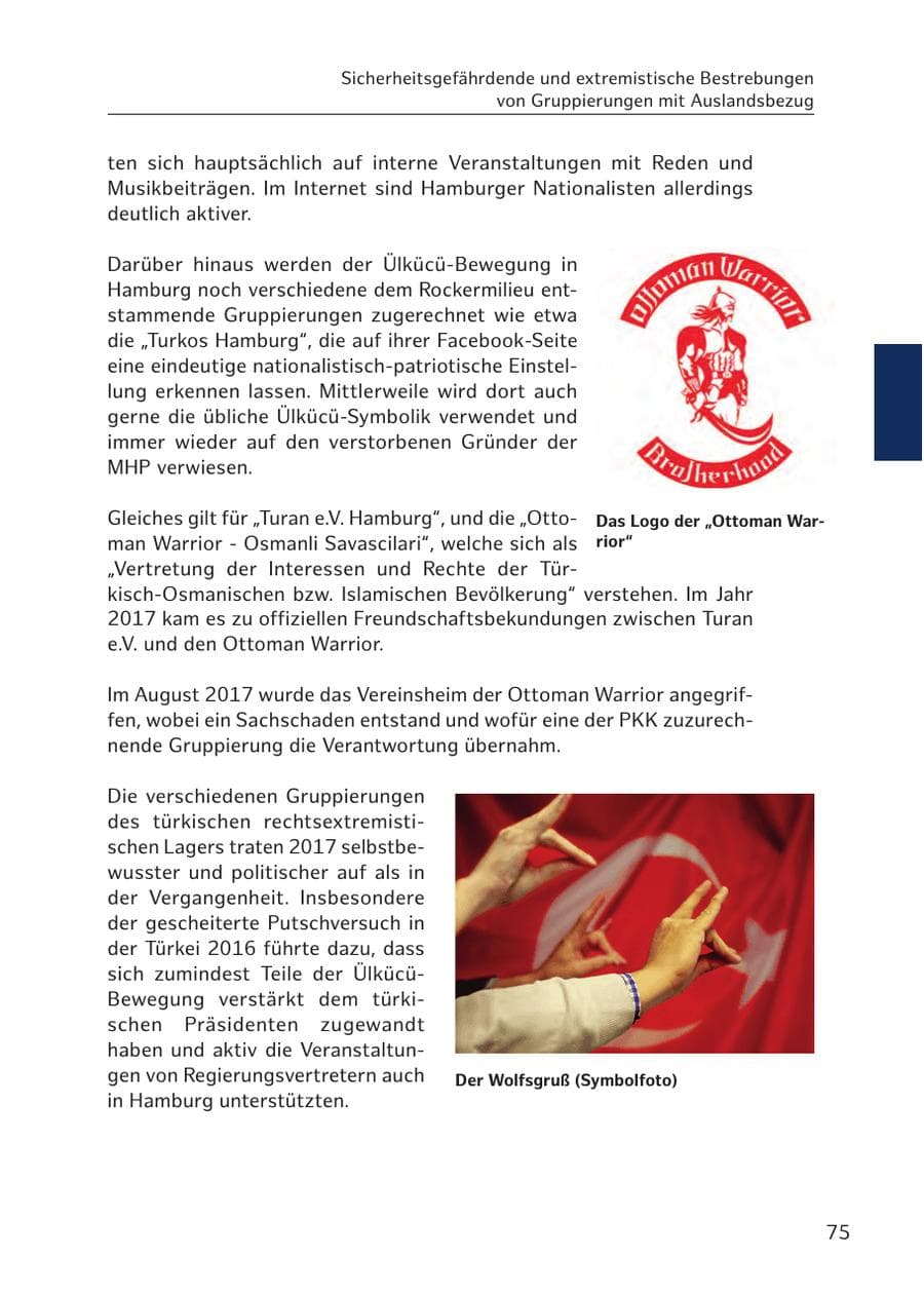 Seite 74 des Verfassungsschutzbericht 2017 Hamburg