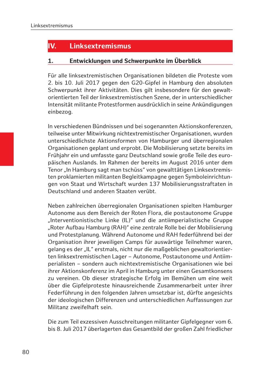 Seite 79 des Verfassungsschutzbericht 2017 Hamburg