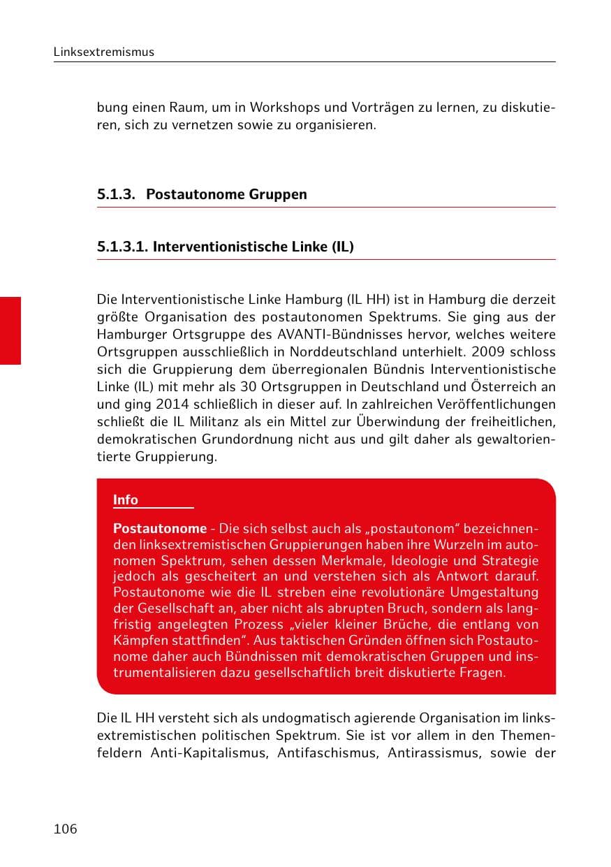 Seite 107 des Verfassungsschutzbericht 2018 Hamburg