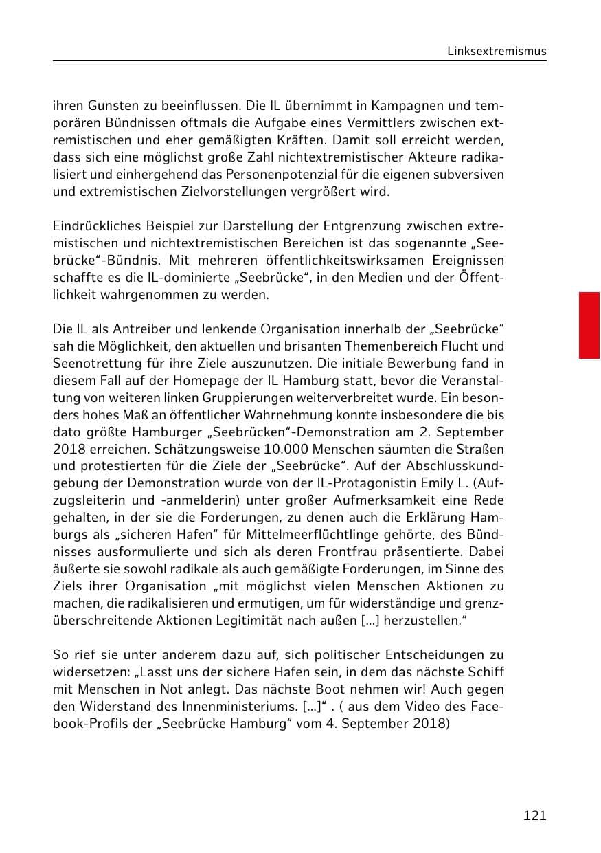 Seite 122 des Verfassungsschutzbericht 2018 Hamburg