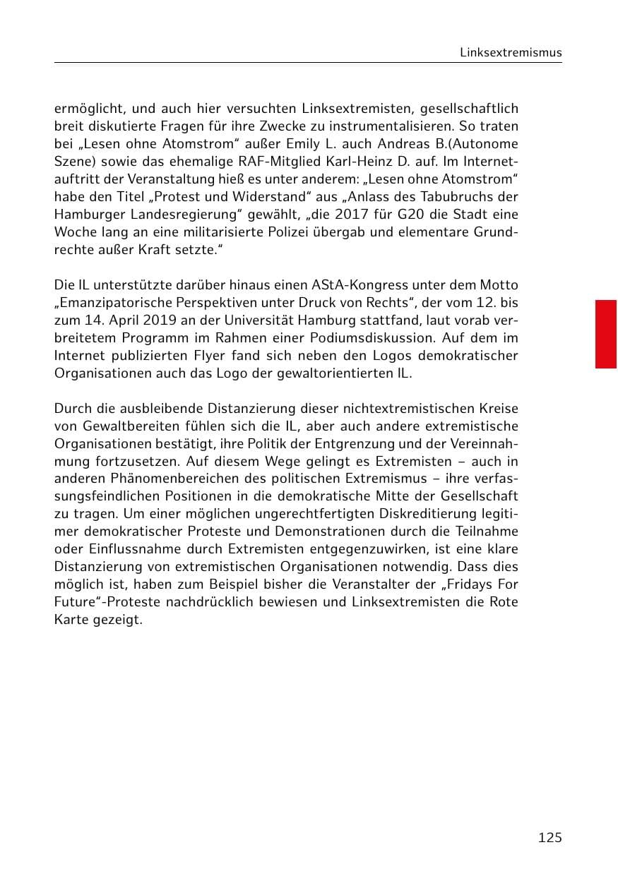Seite 126 des Verfassungsschutzbericht 2018 Hamburg