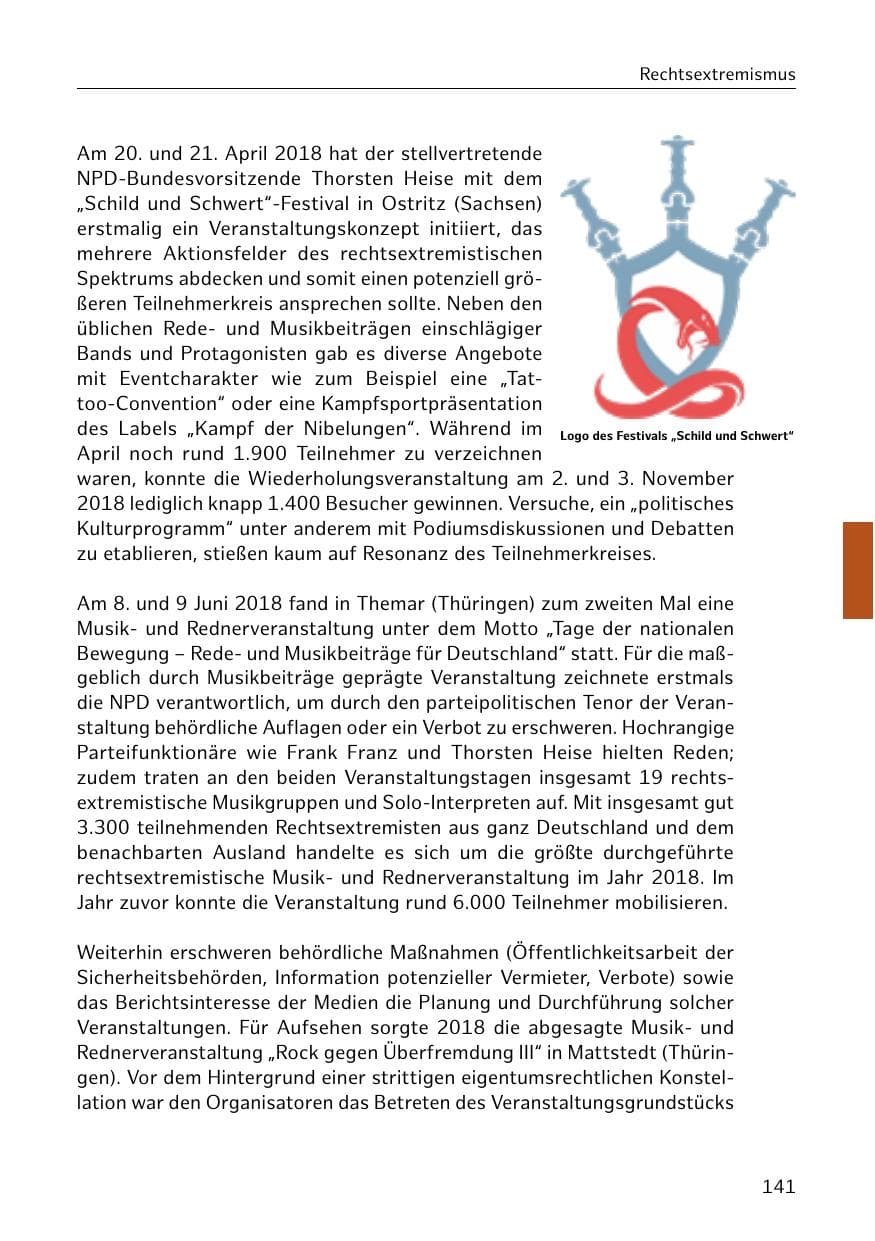 Seite 142 des Verfassungsschutzbericht 2018 Hamburg