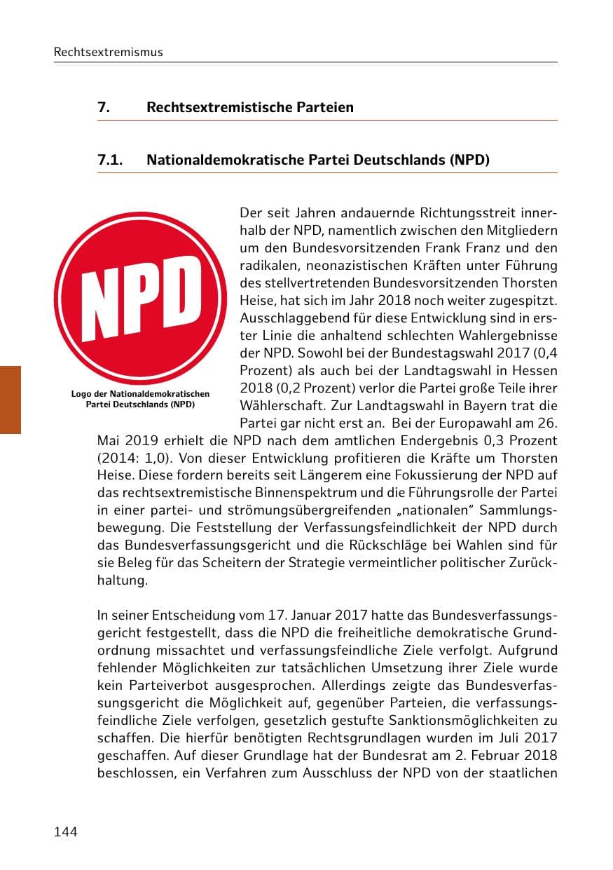 Seite 145 des Verfassungsschutzbericht 2018 Hamburg