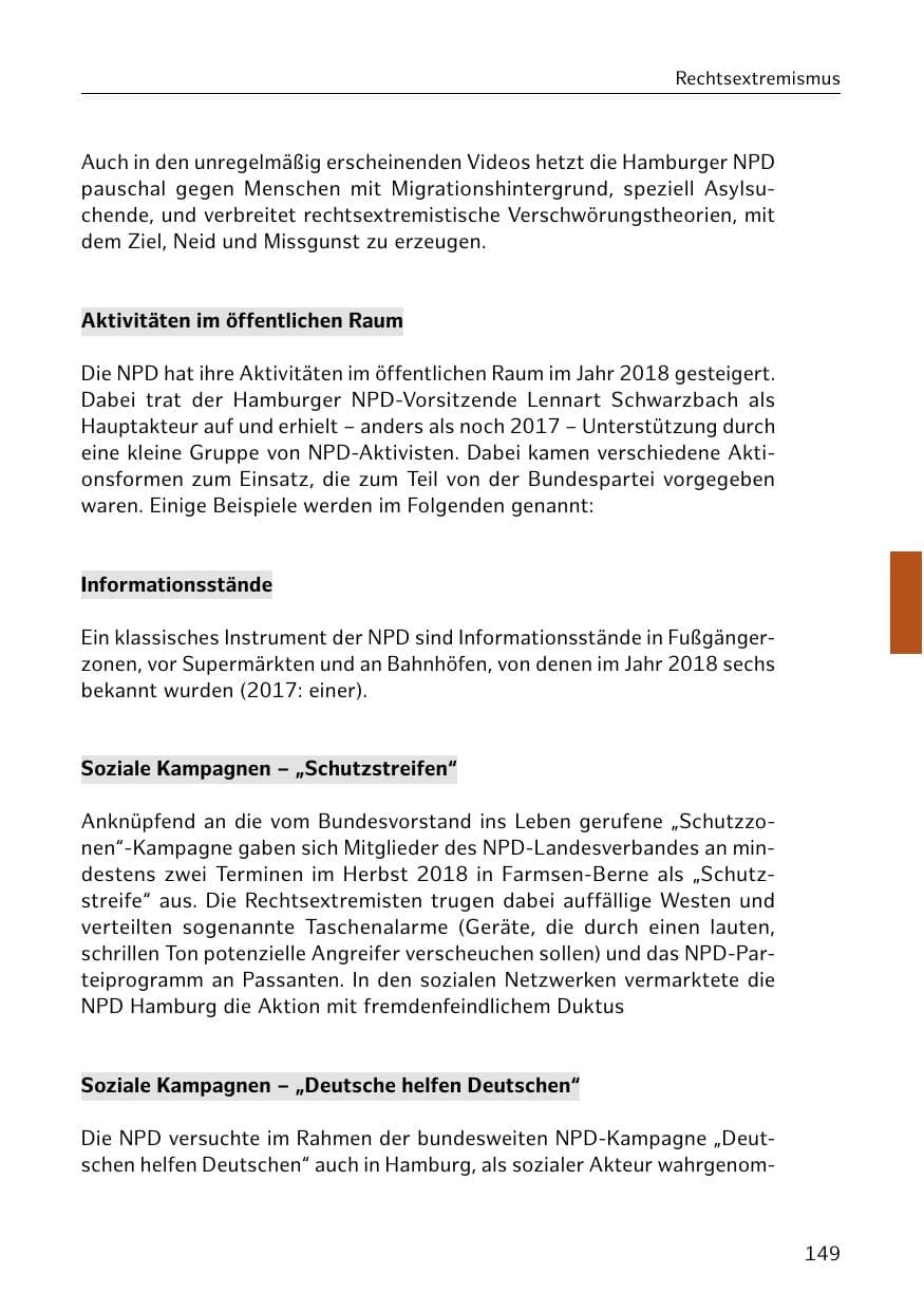 Seite 150 des Verfassungsschutzbericht 2018 Hamburg