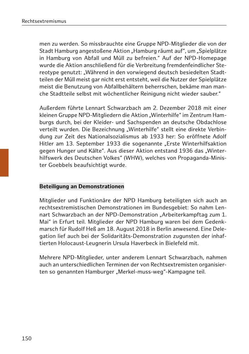 Seite 151 des Verfassungsschutzbericht 2018 Hamburg