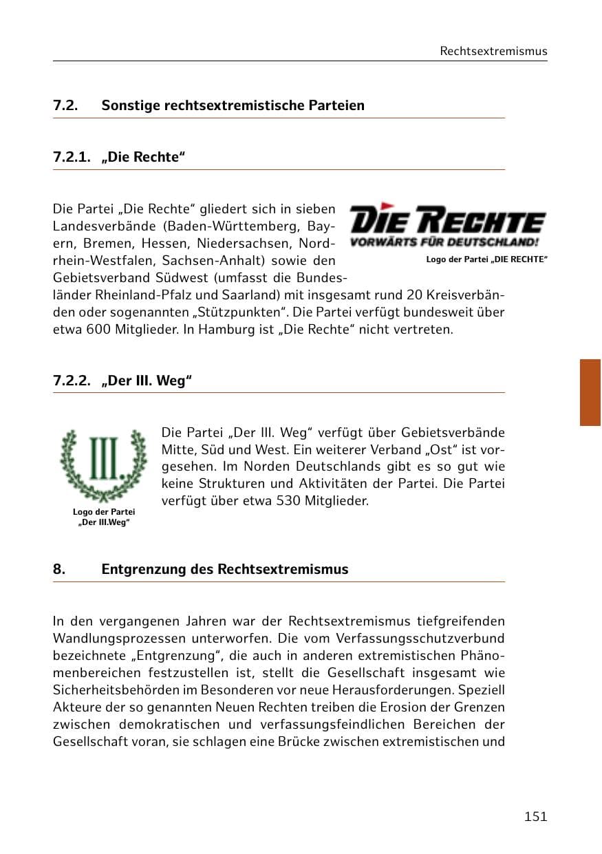 Seite 152 des Verfassungsschutzbericht 2018 Hamburg