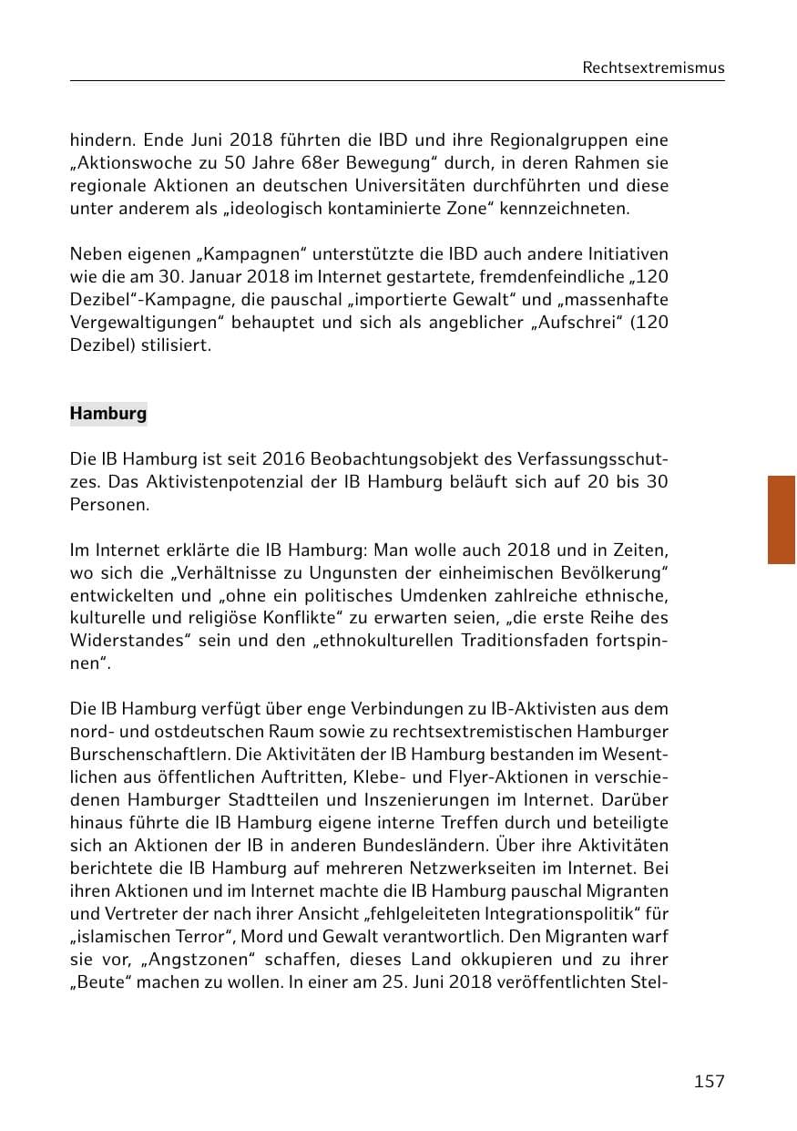 Seite 158 des Verfassungsschutzbericht 2018 Hamburg