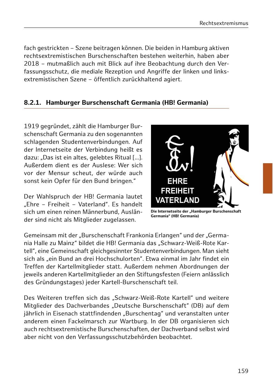 Seite 160 des Verfassungsschutzbericht 2018 Hamburg