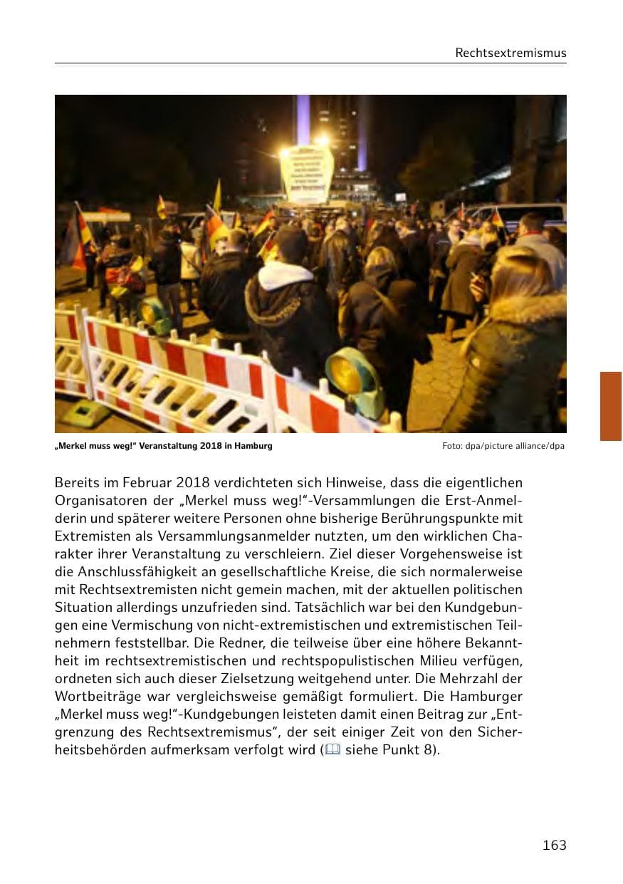 Seite 164 des Verfassungsschutzbericht 2018 Hamburg