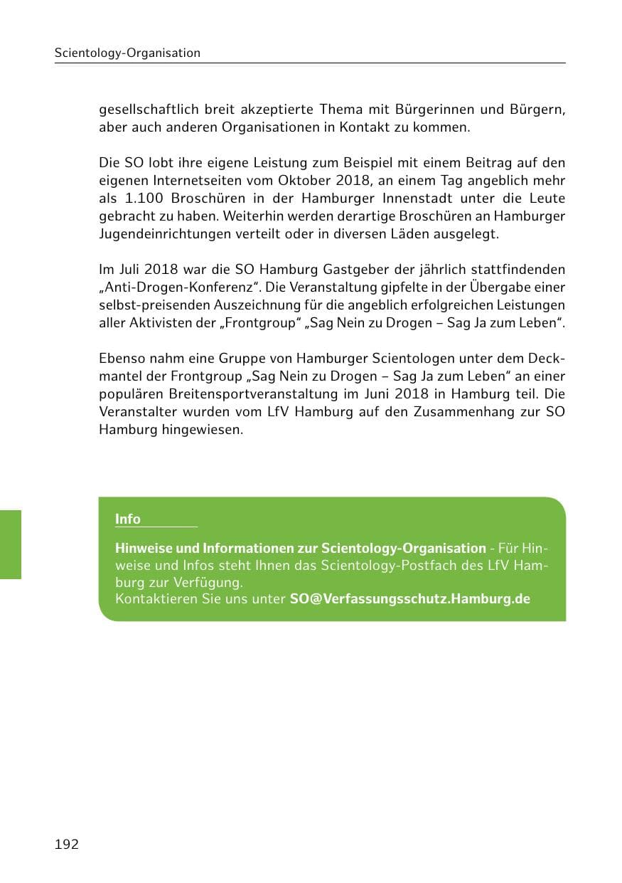 Seite 193 des Verfassungsschutzbericht 2018 Hamburg