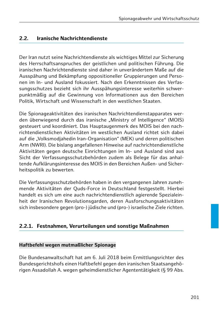 Seite 202 des Verfassungsschutzbericht 2018 Hamburg
