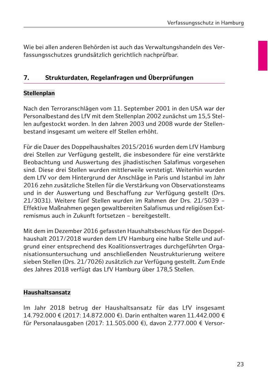 Seite 24 des Verfassungsschutzbericht 2018 Hamburg