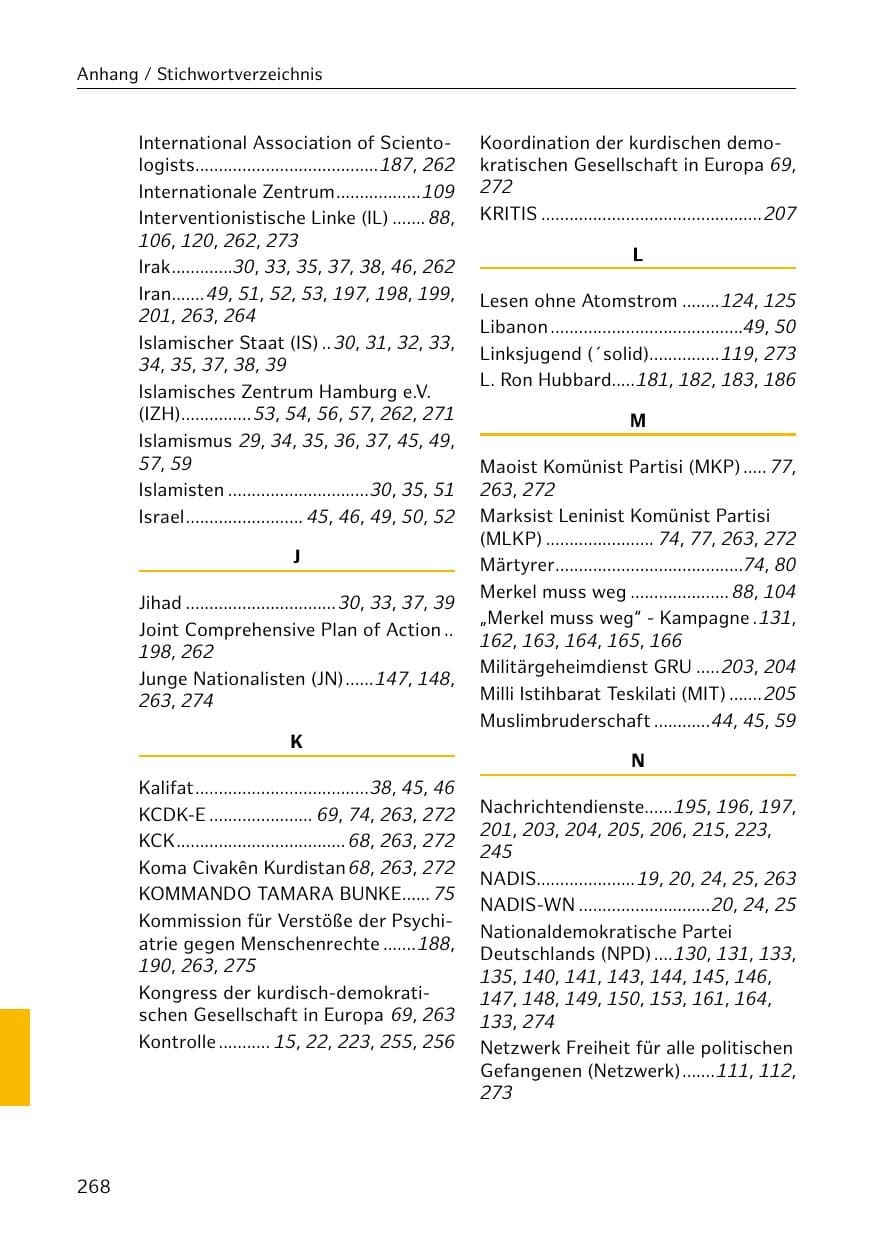 Seite 269 des Verfassungsschutzbericht 2018 Hamburg