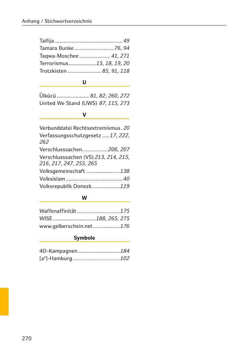 Seite 271 des Verfassungsschutzbericht 2018 Hamburg