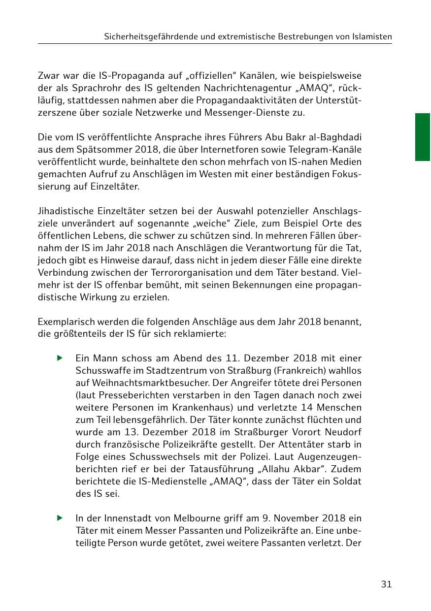 Seite 32 des Verfassungsschutzbericht 2018 Hamburg