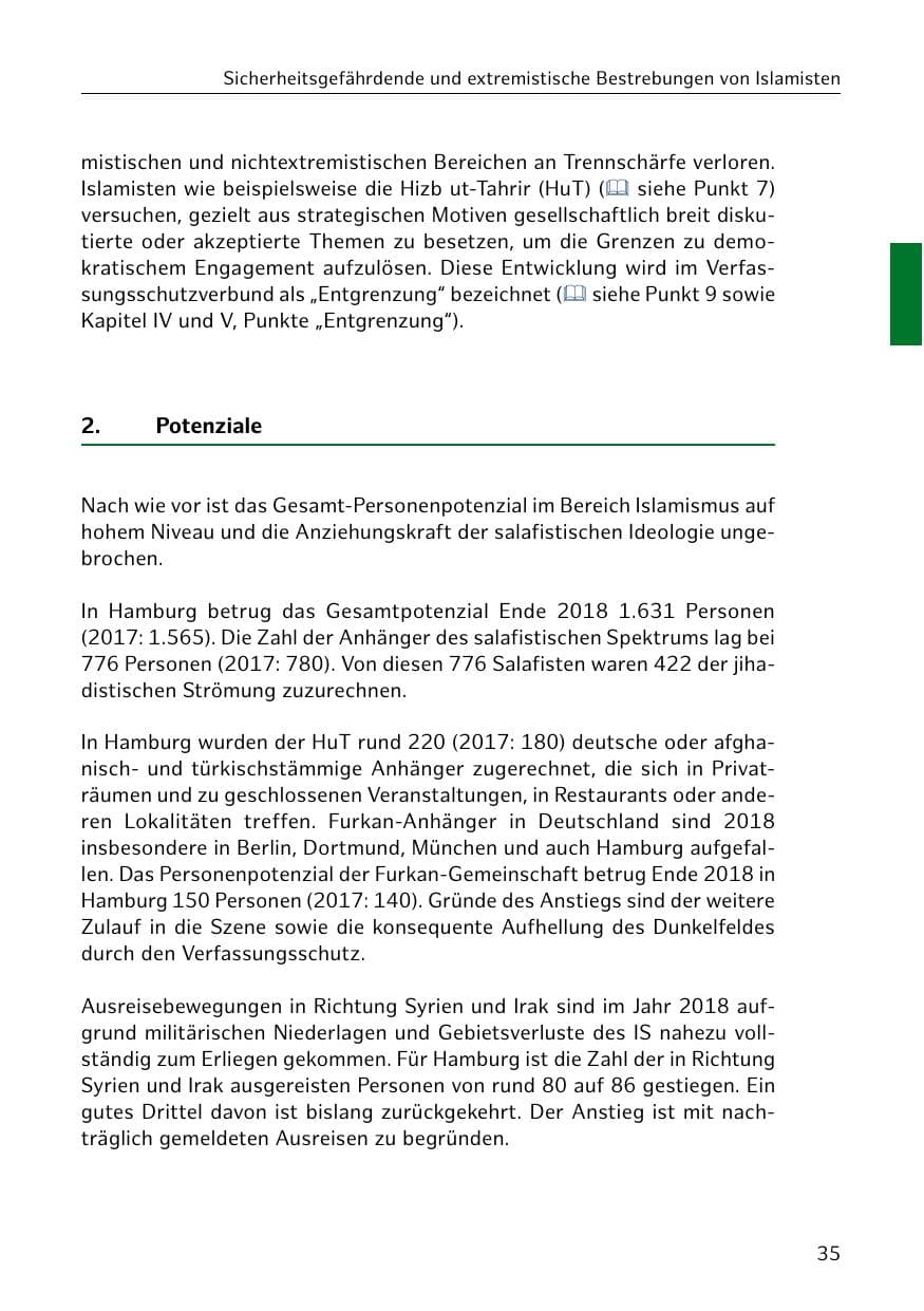 Seite 36 des Verfassungsschutzbericht 2018 Hamburg