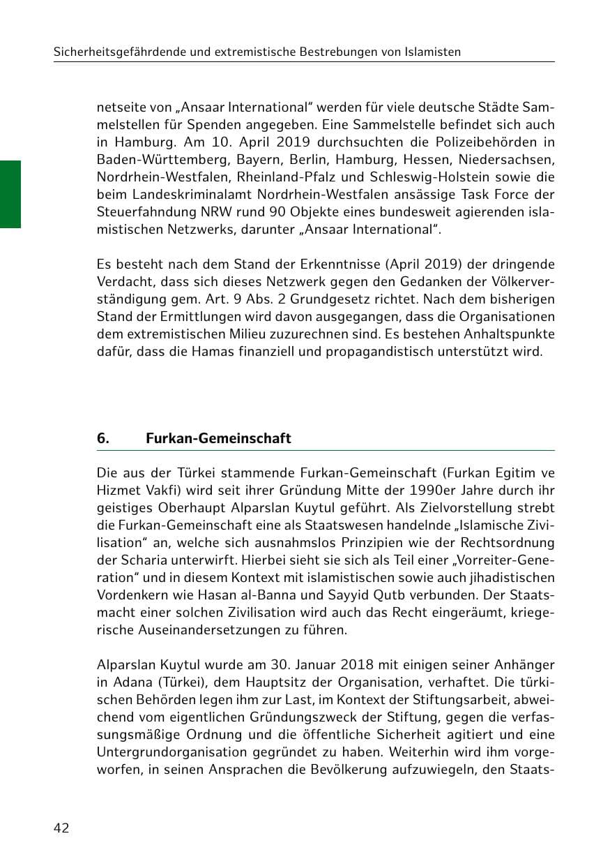 Seite 43 des Verfassungsschutzbericht 2018 Hamburg