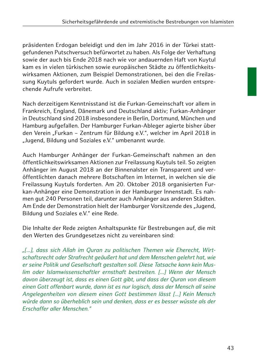 Seite 44 des Verfassungsschutzbericht 2018 Hamburg