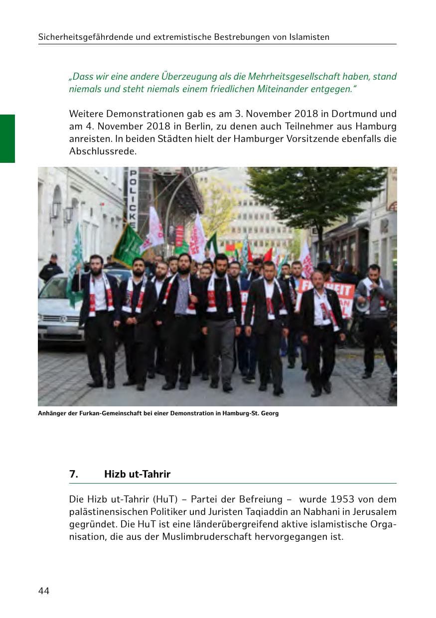 Seite 45 des Verfassungsschutzbericht 2018 Hamburg