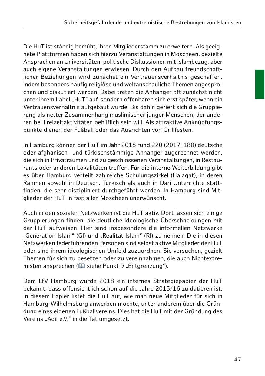 Seite 48 des Verfassungsschutzbericht 2018 Hamburg