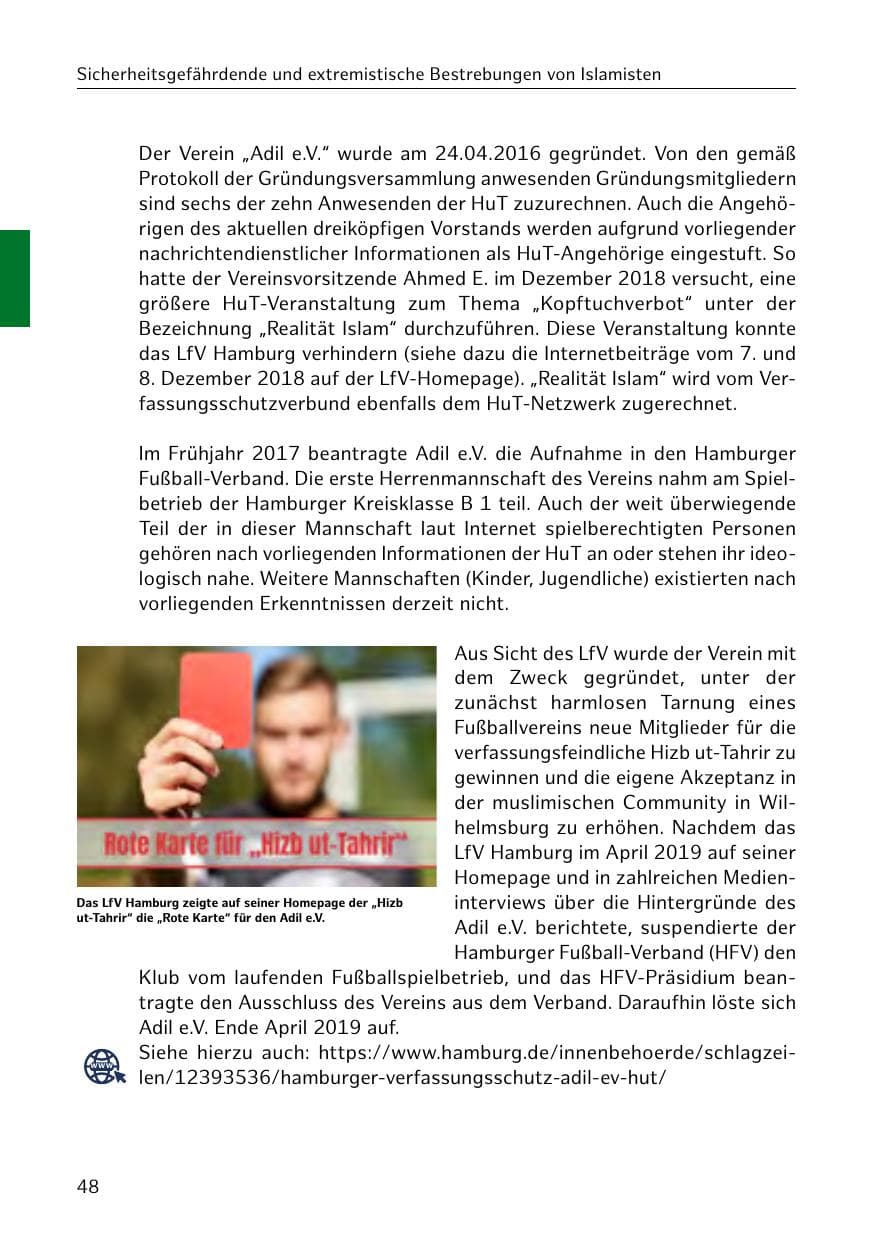 Seite 49 des Verfassungsschutzbericht 2018 Hamburg