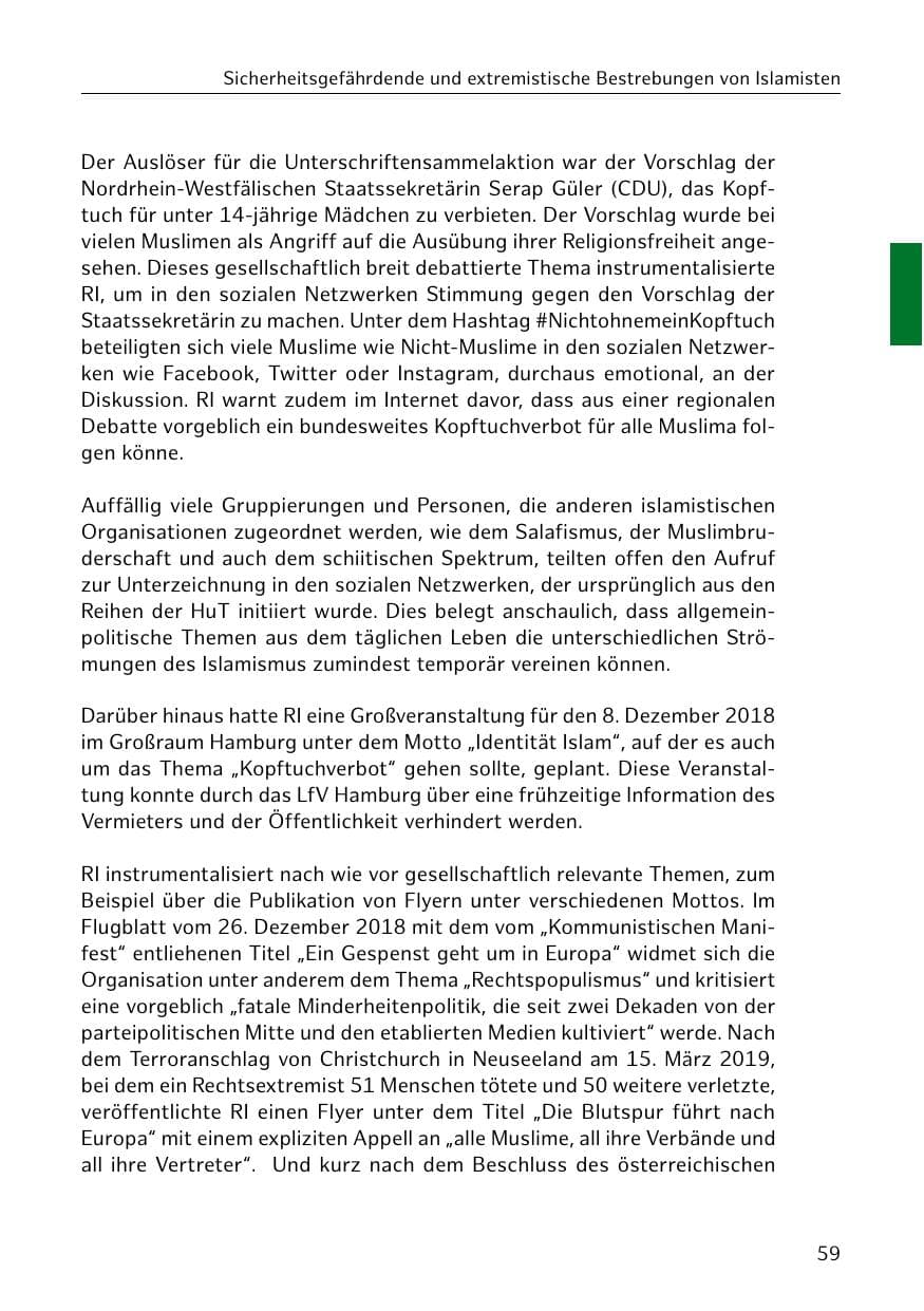 Seite 60 des Verfassungsschutzbericht 2018 Hamburg