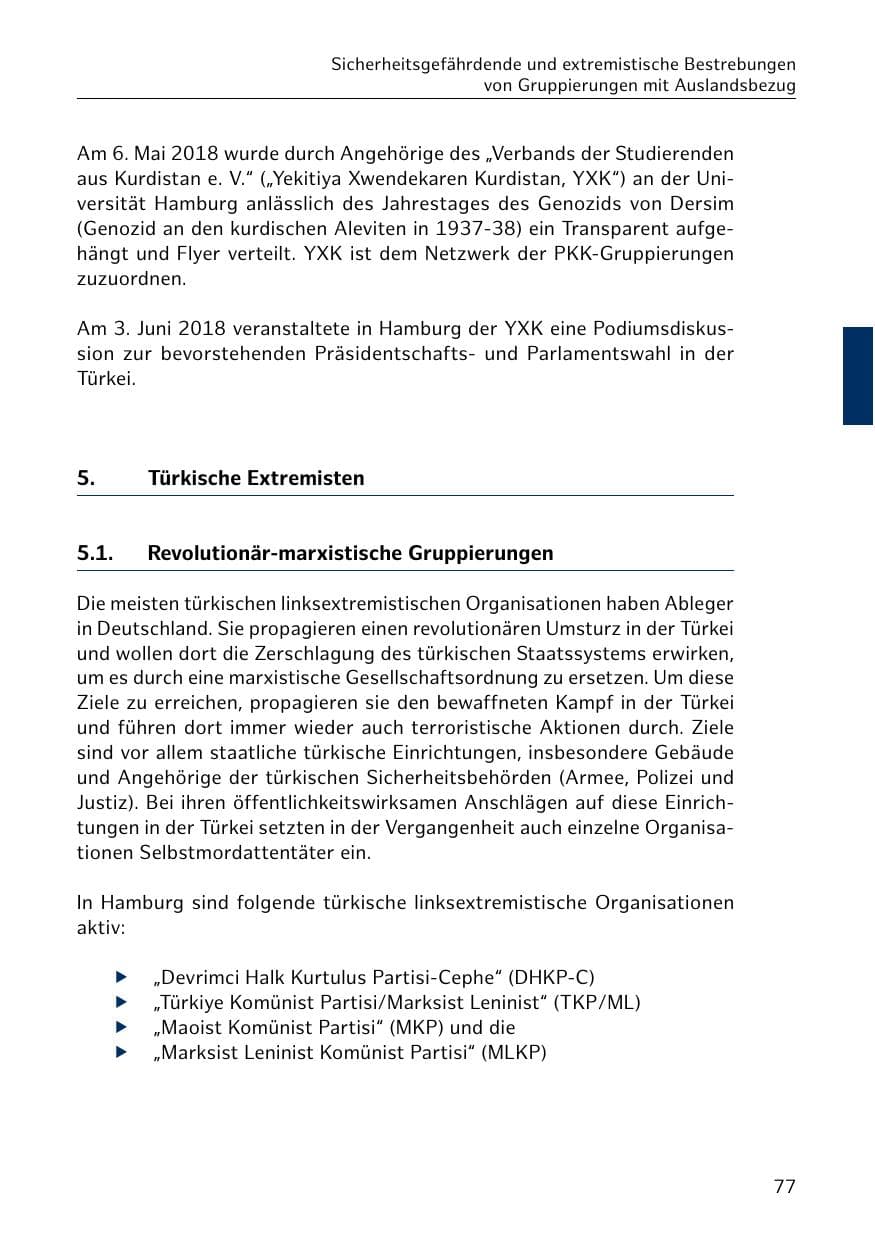 Seite 78 des Verfassungsschutzbericht 2018 Hamburg