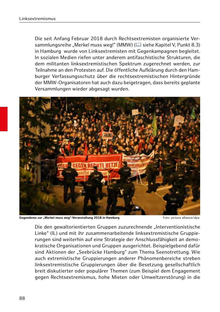 Seite 89 des Verfassungsschutzbericht 2018 Hamburg
