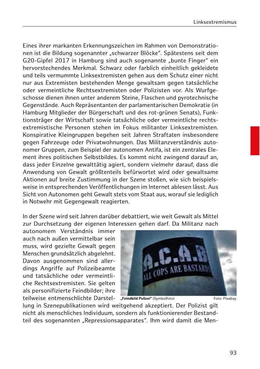 Seite 94 des Verfassungsschutzbericht 2018 Hamburg