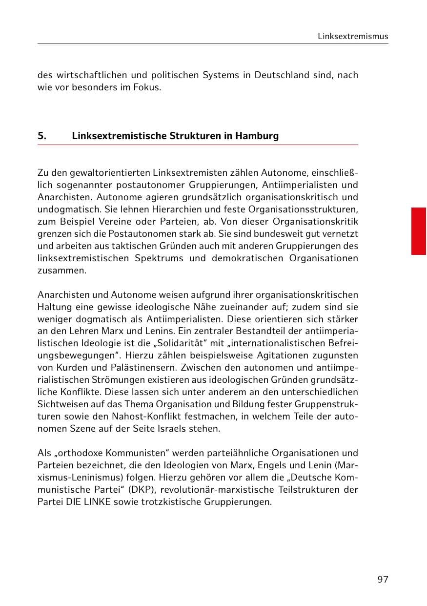 Seite 98 des Verfassungsschutzbericht 2018 Hamburg