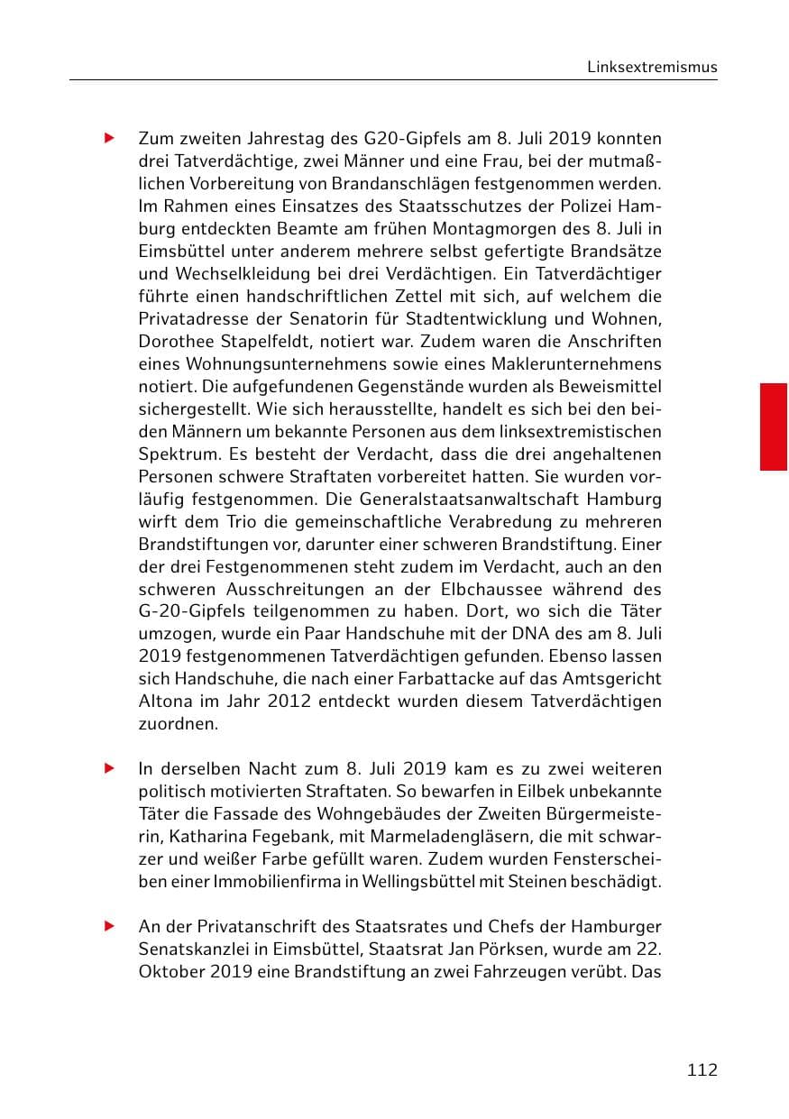 Seite 113 des Verfassungsschutzbericht 2019 Hamburg