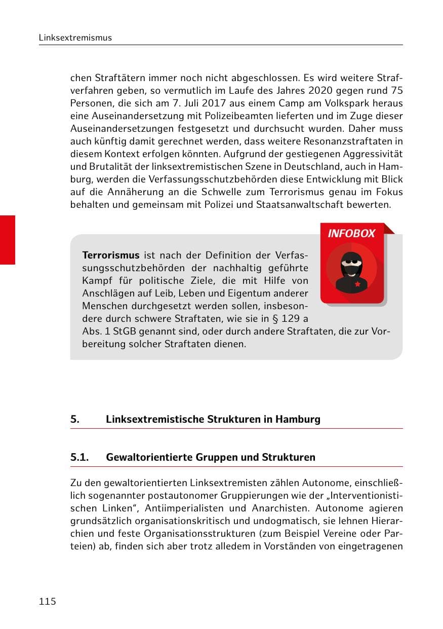 Seite 116 des Verfassungsschutzbericht 2019 Hamburg