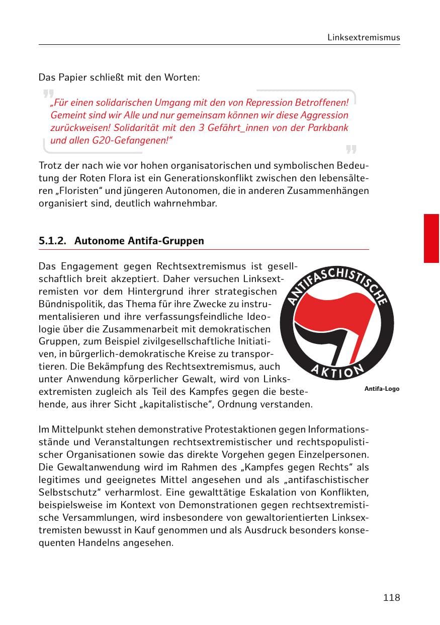 Seite 119 des Verfassungsschutzbericht 2019 Hamburg