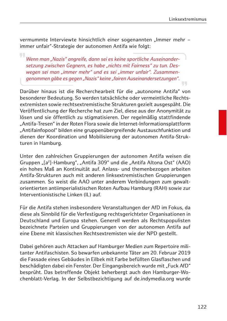 Seite 123 des Verfassungsschutzbericht 2019 Hamburg
