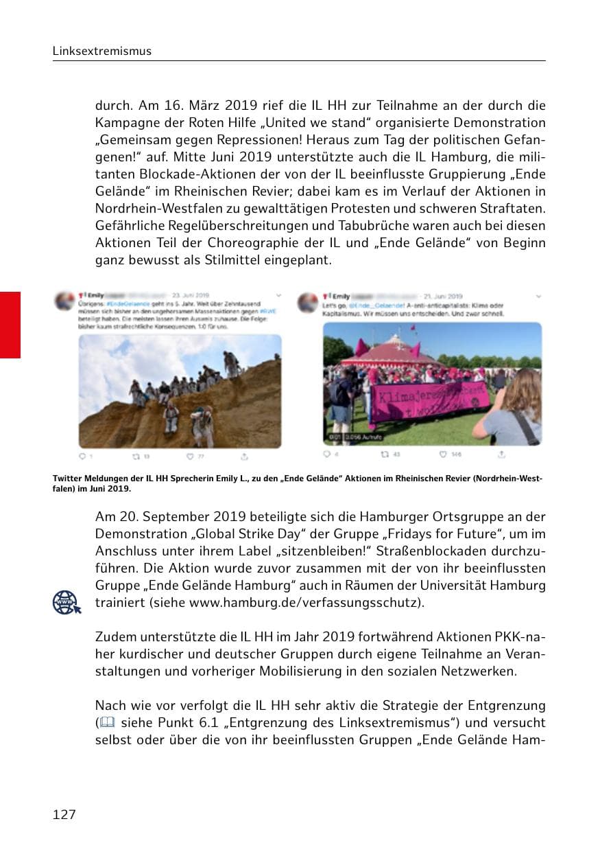 Seite 128 des Verfassungsschutzbericht 2019 Hamburg