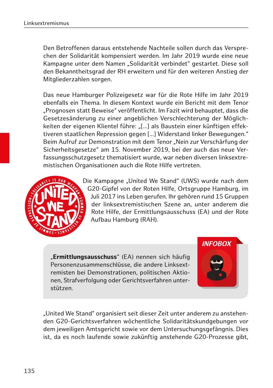 Seite 136 des Verfassungsschutzbericht 2019 Hamburg