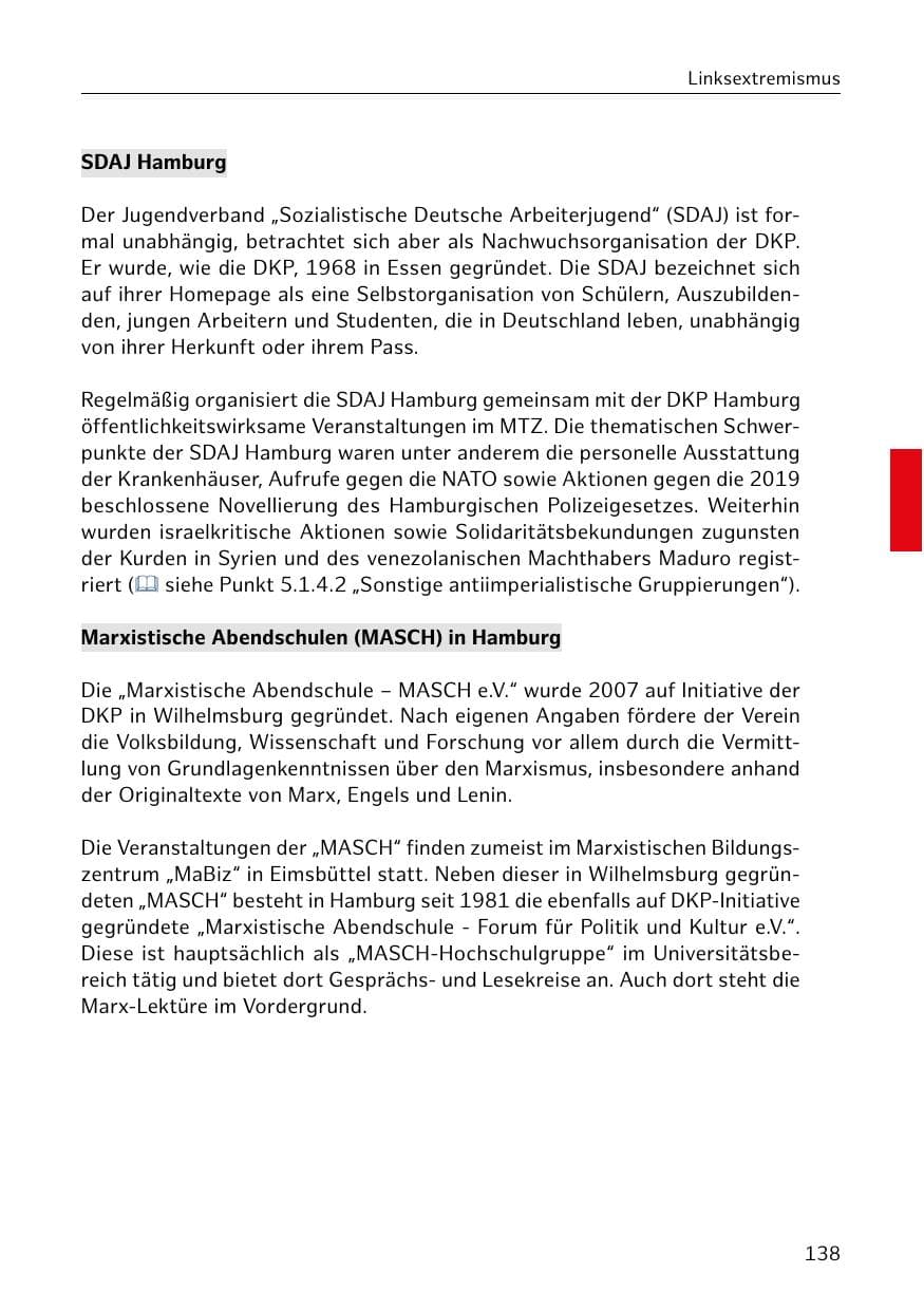 Seite 139 des Verfassungsschutzbericht 2019 Hamburg