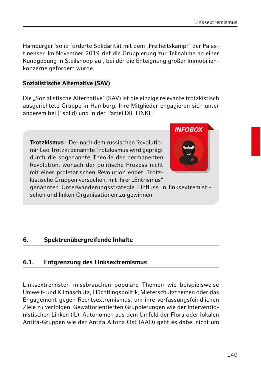 Seite 141 des Verfassungsschutzbericht 2019 Hamburg