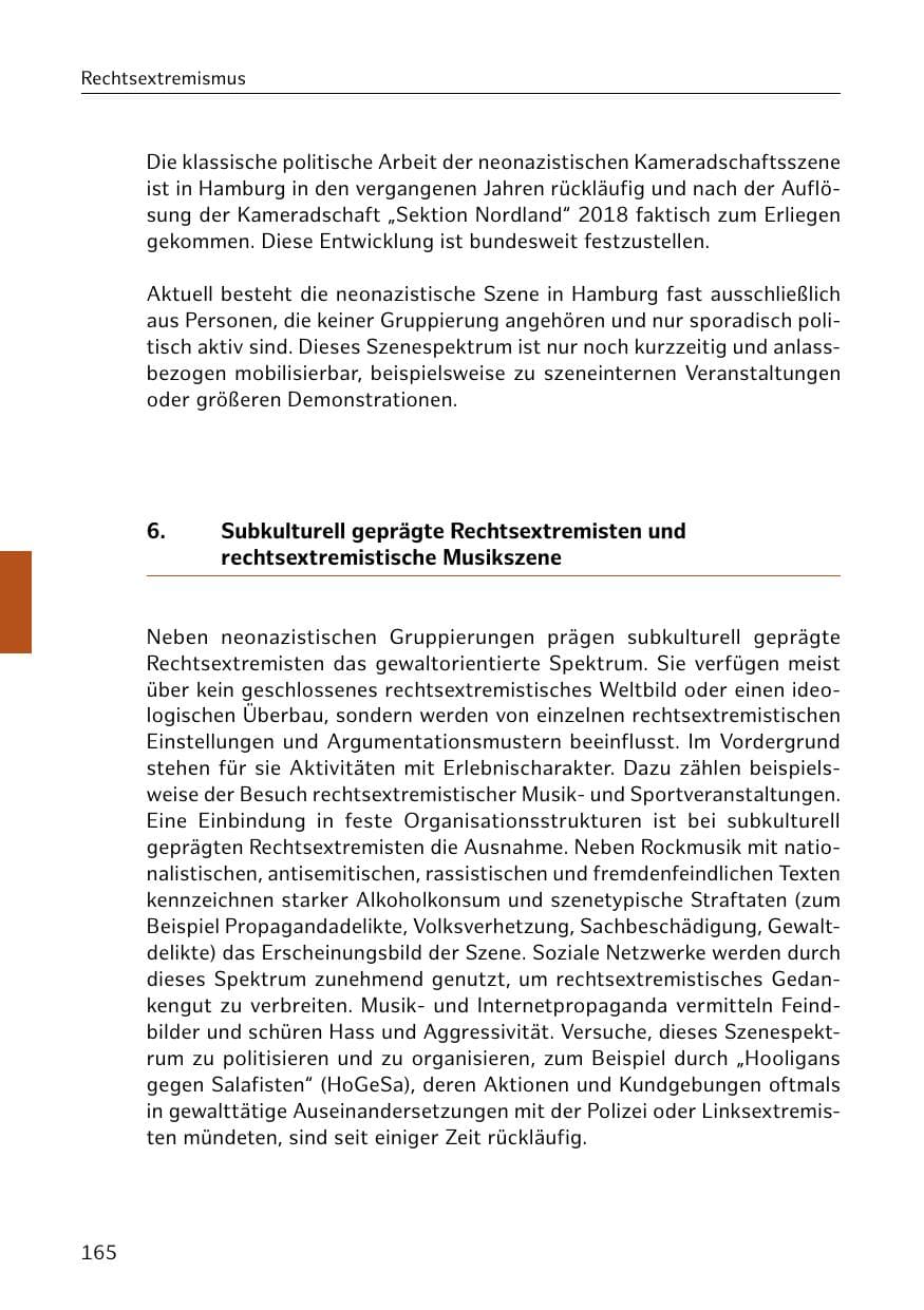 Seite 166 des Verfassungsschutzbericht 2019 Hamburg
