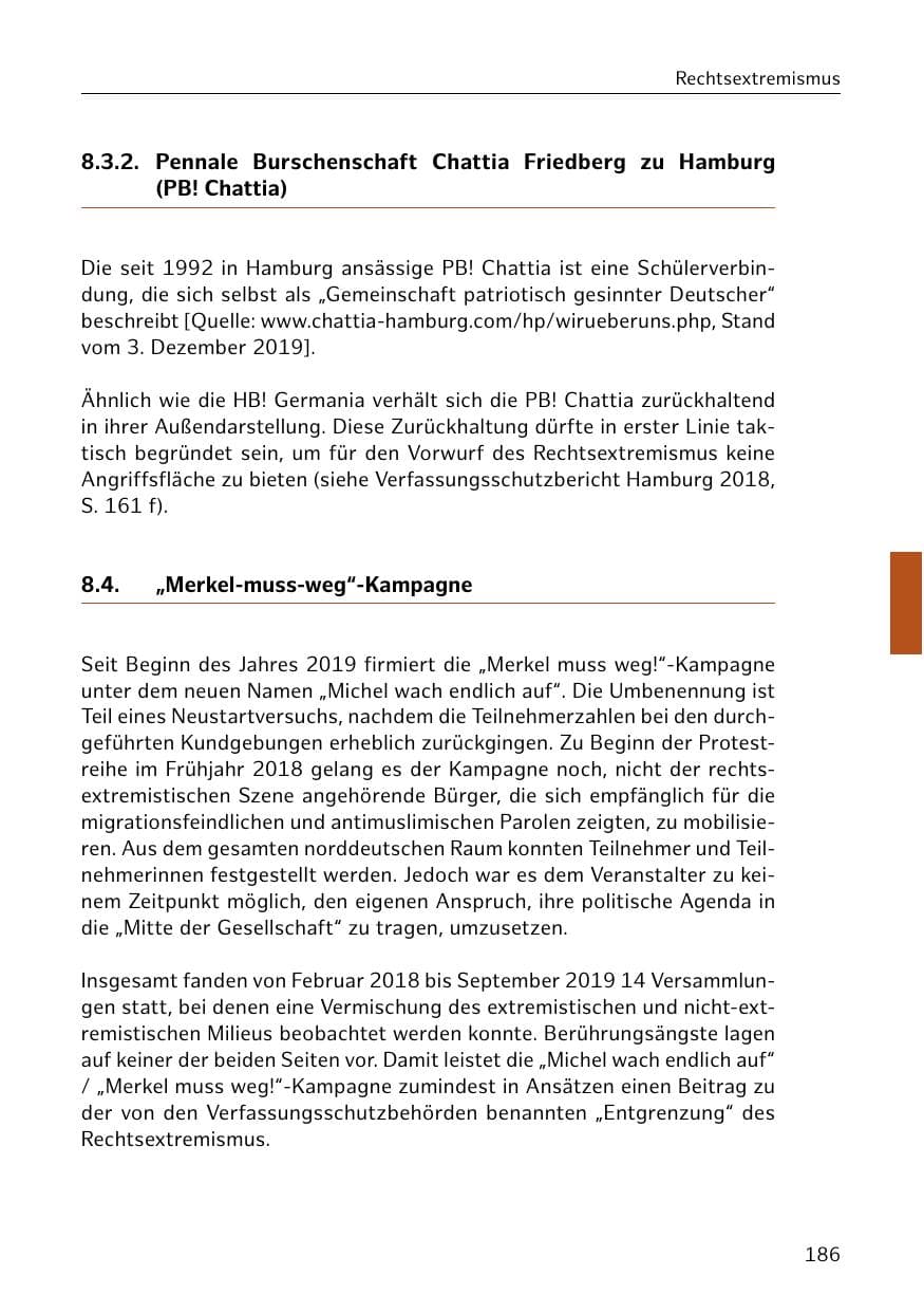 Seite 187 des Verfassungsschutzbericht 2019 Hamburg