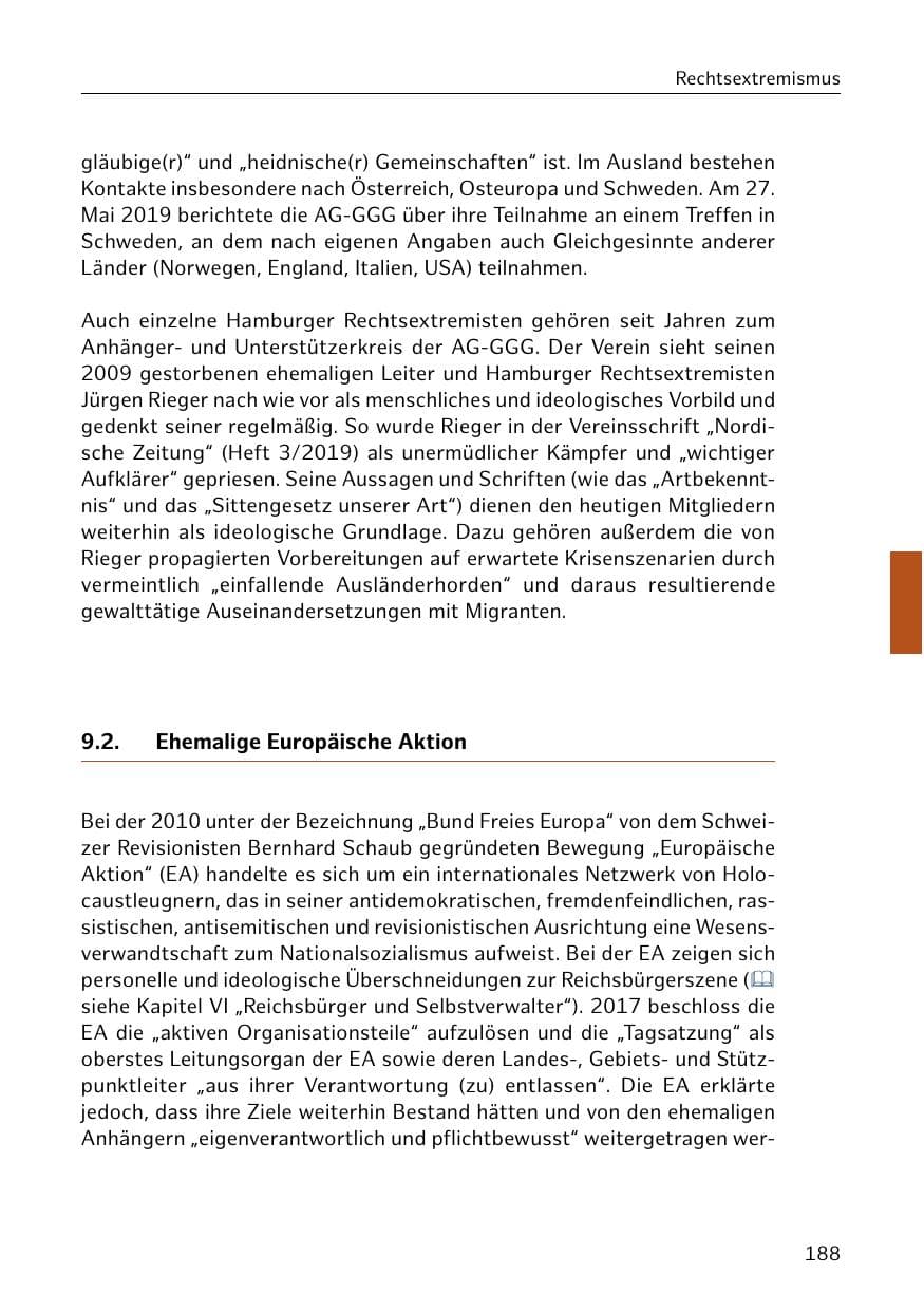 Seite 189 des Verfassungsschutzbericht 2019 Hamburg