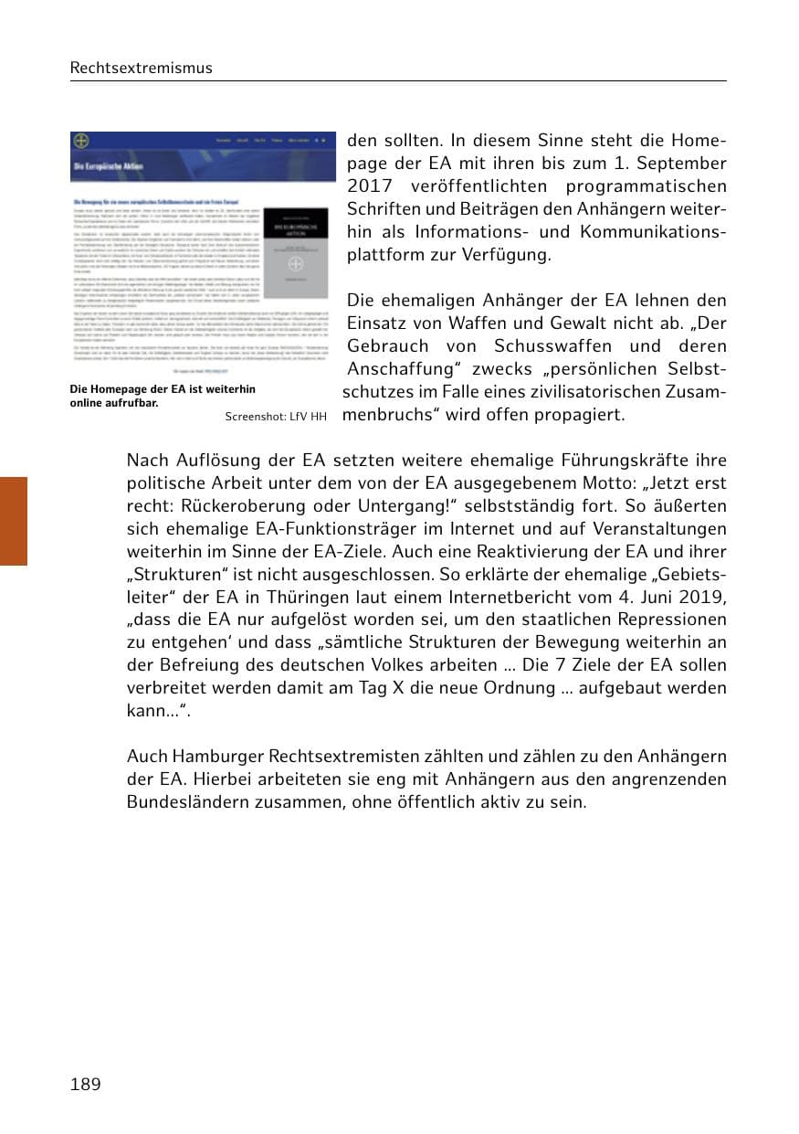 Seite 190 des Verfassungsschutzbericht 2019 Hamburg